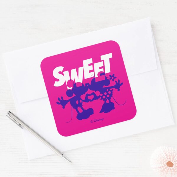 Mickey_&_Minnie_Mouse__Sweet!_Valentine's_Day_Square_Sticker_3 Mickey Minnie Mouse Sweet Valentines Day Square Sticker