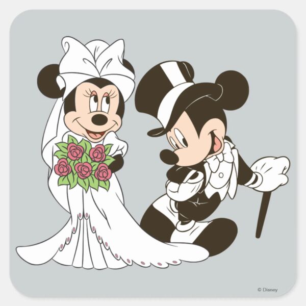 Mickey_&_Minnie_Wedding___Getting_Married_Square_Sticker_2 Mickey Minnie Wedding Getting Married Square Sticker