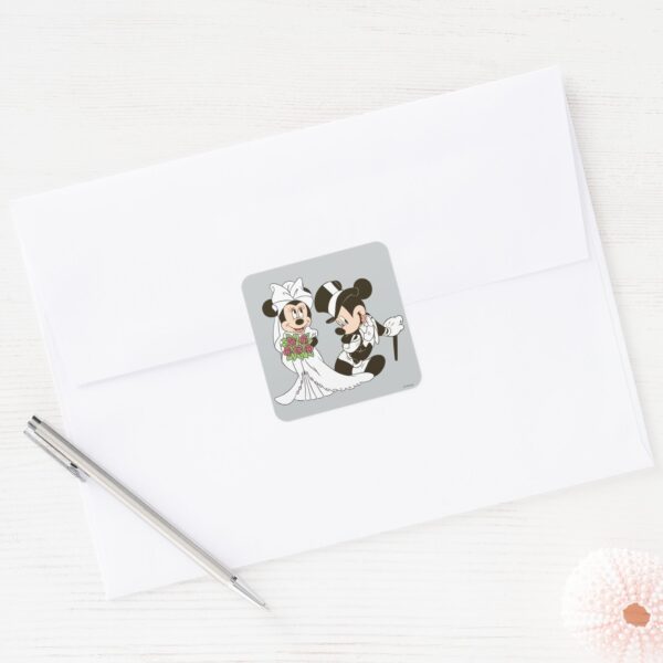 Mickey_&_Minnie_Wedding___Getting_Married_Square_Sticker_4 Mickey Minnie Wedding Getting Married Square Sticker