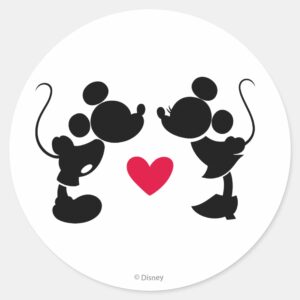 Mickey_&_Minnie_Wedding___Silhouette_Classic_Round_Sticker_2 Mickey Minnie Wedding Silhouette Classic Round Sticker