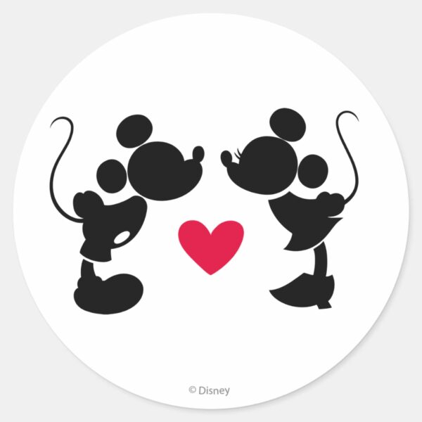 Mickey_&_Minnie_Wedding___Silhouette_Classic_Round_Sticker_2 Mickey Minnie Wedding Silhouette Classic Round Sticker