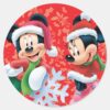 Mickey_&_Minnie_With_Snowflake_Classic_Round_Sticker_1 Mickey Minnie With Snowflake Classic Round Sticker