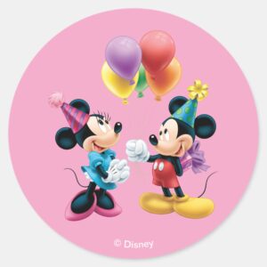 Mickey_&_Minnie___Birthday_Classic_Round_Sticker_1 Mickey Minnie Birthday Classic Round Sticker