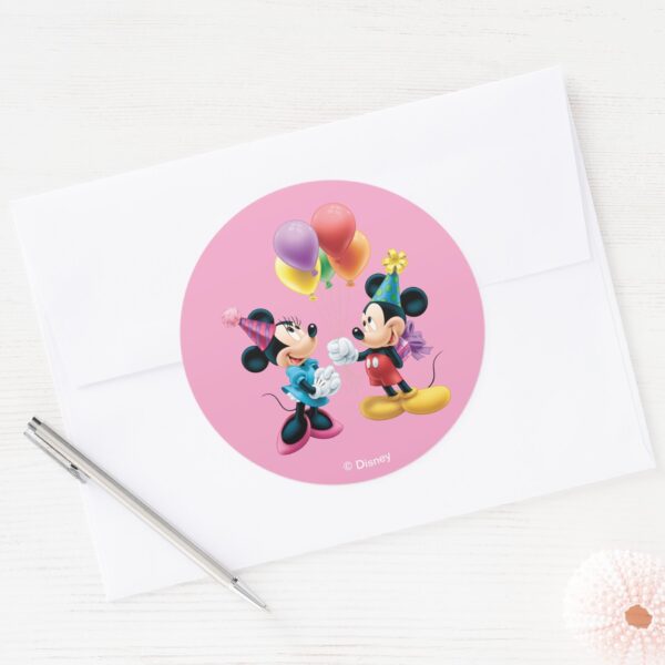 Mickey_&_Minnie___Birthday_Classic_Round_Sticker_3 Mickey Minnie Birthday Classic Round Sticker