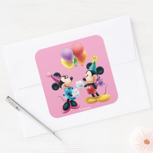 Mickey Minnie Birthday Square Sticker