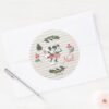 Mickey Minnie Christmas Skating Noel Classic Round Sticker