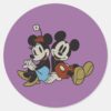 Mickey_&_Minnie___Classic_Pair_Sitting_Classic_Round_Sticker_1 Mickey Minnie Classic Pair Sitting Classic Round Sticker