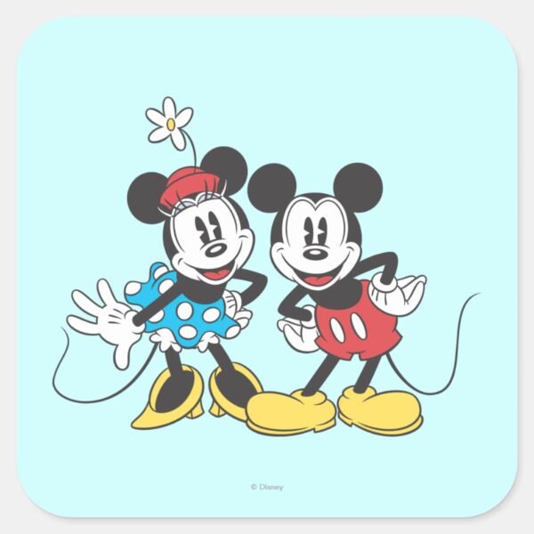 Mickey_&_Minnie___Classic_Pair_Square_Sticker_1 Mickey Minnie Classic Pair Square Sticker