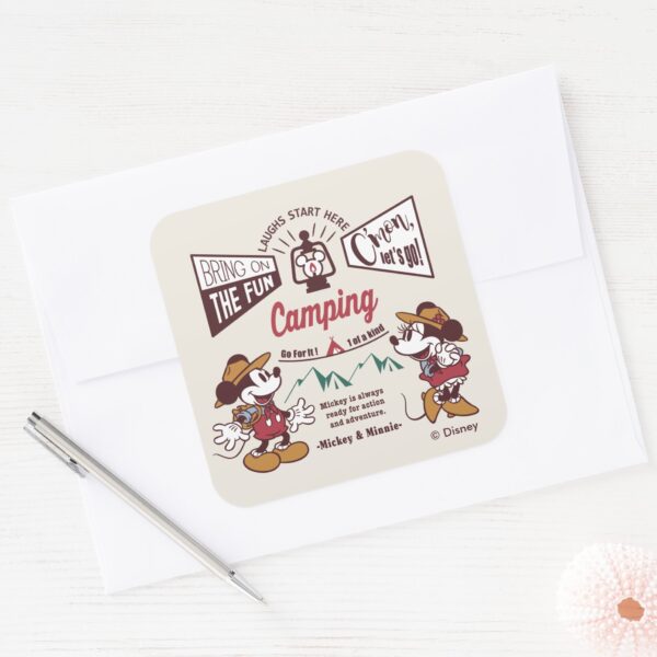 Mickey Minnie Cmon Lets Go Square Sticker