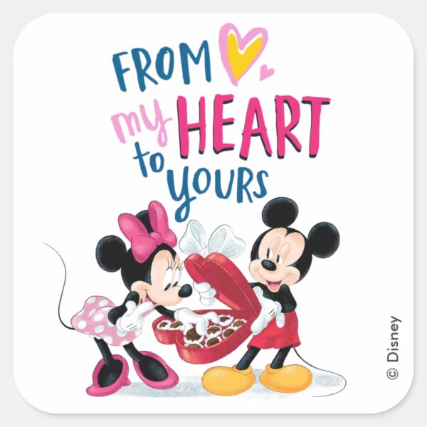 Mickey_&_Minnie___From_My_Heart_to_Yours_Square_Sticker_1 Mickey Minnie From My Heart To Yours Square Sticker