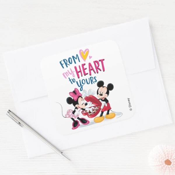 Mickey_&_Minnie___From_My_Heart_to_Yours_Square_Sticker_3 Mickey Minnie From My Heart To Yours Square Sticker