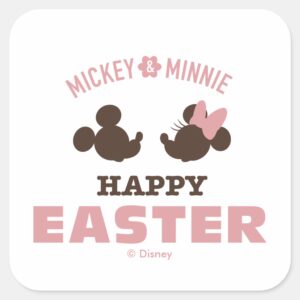 Mickey_&_Minnie___Happy_Easter_Square_Sticker_1 Mickey Minnie Happy Easter Square Sticker