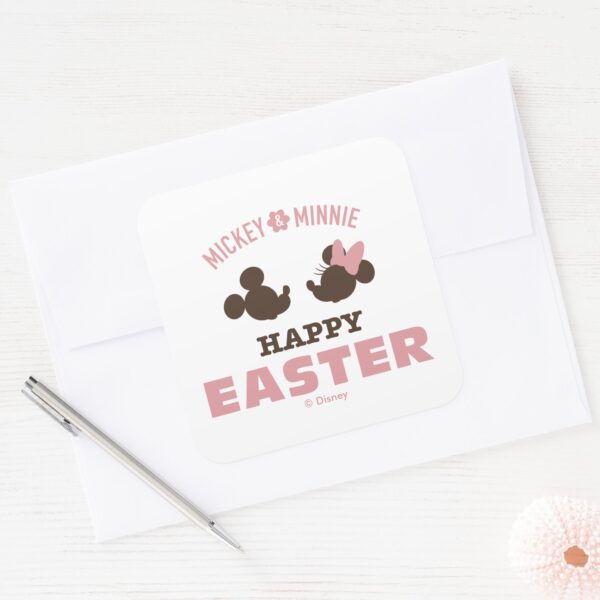 Mickey_&_Minnie___Happy_Easter_Square_Sticker_3 Mickey Minnie Happy Easter Square Sticker
