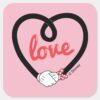 Mickey_&_Minnie___Heart_Love_Square_Sticker_1 Mickey Minnie Heart Love Square Sticker