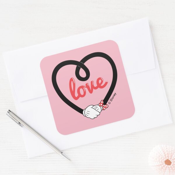 Mickey_&_Minnie___Heart_Love_Square_Sticker_3 Mickey Minnie Heart Love Square Sticker