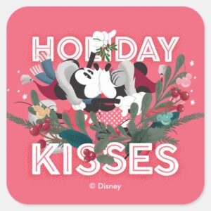 Mickey_&_Minnie___Holiday_Kisses_Square_Sticker_1 Mickey Minnie Holiday Kisses Square Sticker