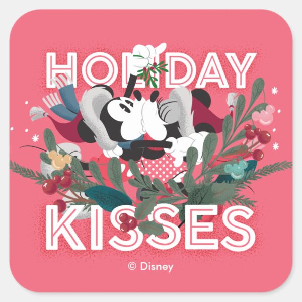 Mickey_&_Minnie___Holiday_Kisses_Square_Sticker_1 Mickey Minnie Holiday Kisses Square Sticker