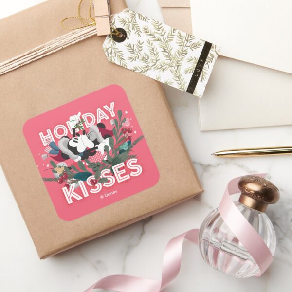 Mickey_&_Minnie___Holiday_Kisses_Square_Sticker_5 Mickey Minnie Holiday Kisses Square Sticker