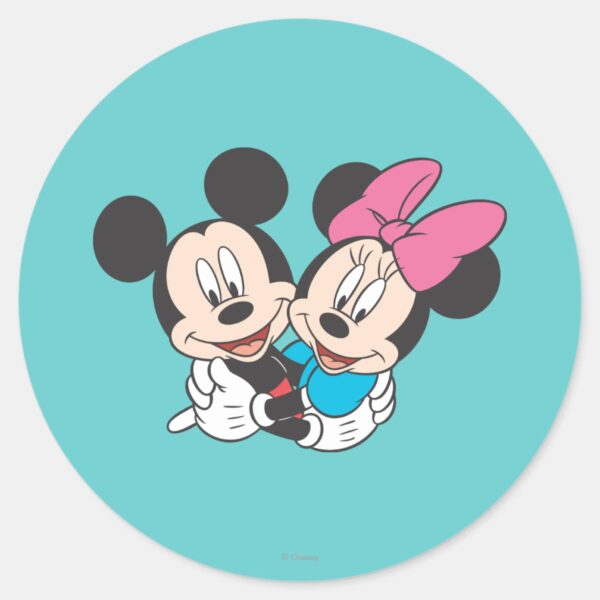 Mickey Minnie Hugging Classic Round Sticker