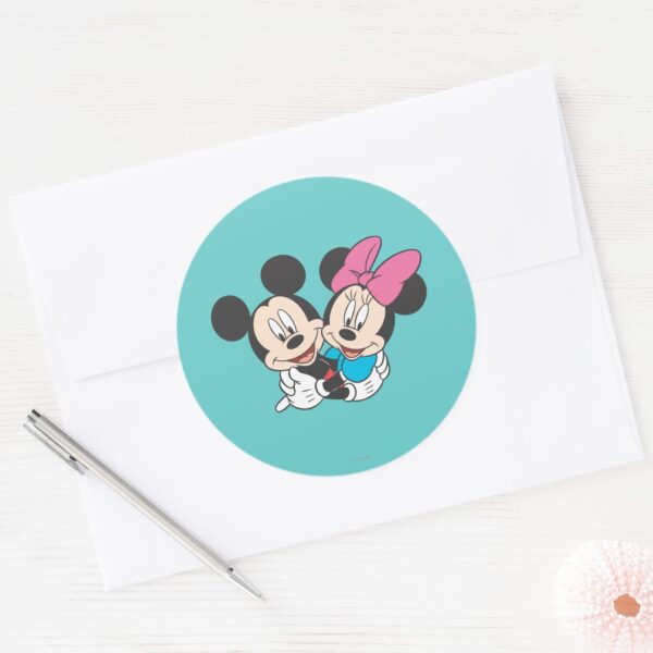 Mickey Minnie Hugging Classic Round Sticker