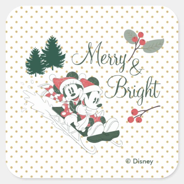Mickey_&_Minnie___Merry_&_Bright_Square_Sticker_1 Mickey Minnie Merry Bright Square Sticker