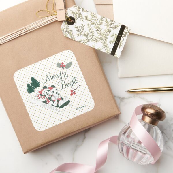 Mickey_&_Minnie___Merry_&_Bright_Square_Sticker_5 Mickey Minnie Merry Bright Square Sticker