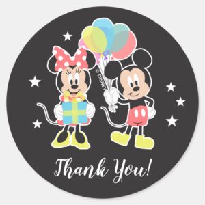 Mickey_&_Minnie___Time_to_Party_Thank_You_Classic_Round_Sticker_1 Mickey Minnie Time To Party Thank You Classic Round Sticker