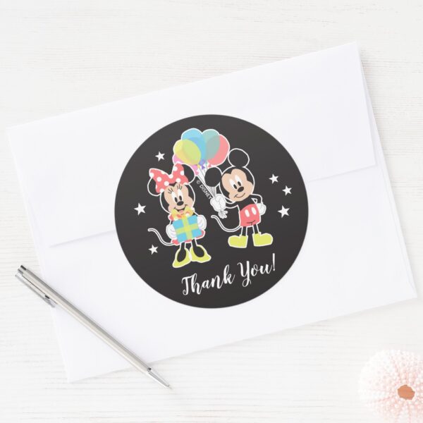 Mickey_&_Minnie___Time_to_Party_Thank_You_Classic_Round_Sticker_3 Mickey Minnie Time To Party Thank You Classic Round Sticker