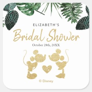Mickey_&_Minnie___Tropical_Faux_Gold_Bridal_Shower_Square_Sticker_2 Mickey Minnie Tropical Faux Gold Bridal Shower Square Sticker