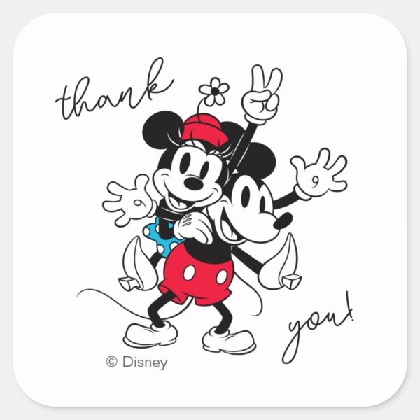 Mickey_&_Minnie___Twins_Birthday_Thank_You_Square_Sticker_2 Mickey Minnie Twins Birthday Thank You Square Sticker