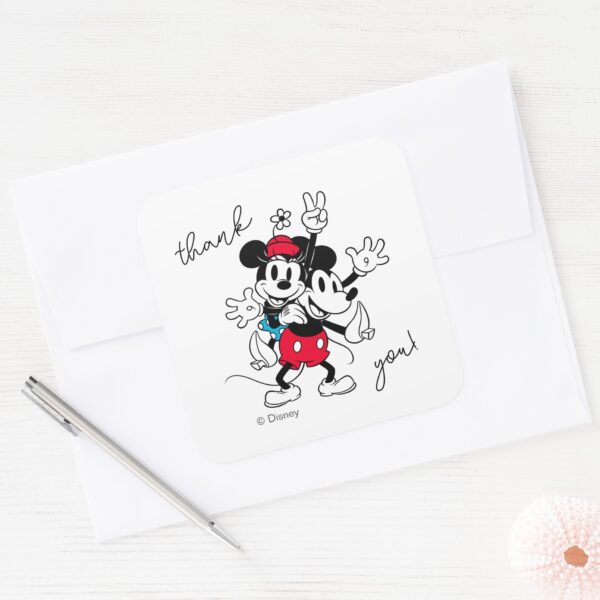 Mickey_&_Minnie___Twins_Birthday_Thank_You_Square_Sticker_4 Mickey Minnie Twins Birthday Thank You Square Sticker