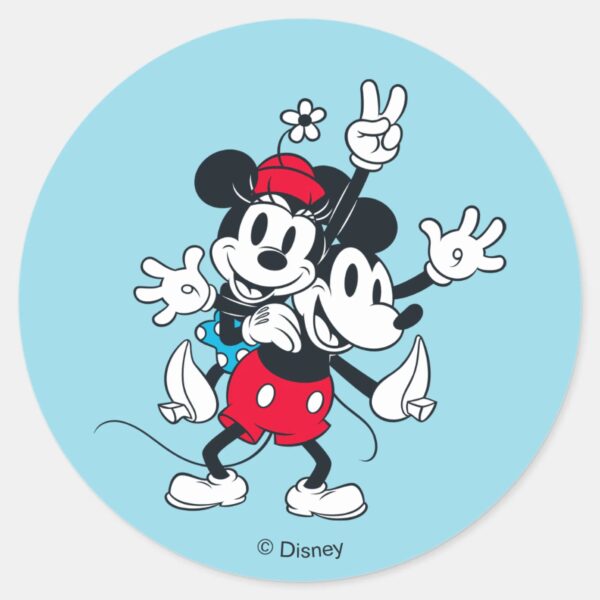 Mickey Minnie Two Of A Kind Classic Round Sticker