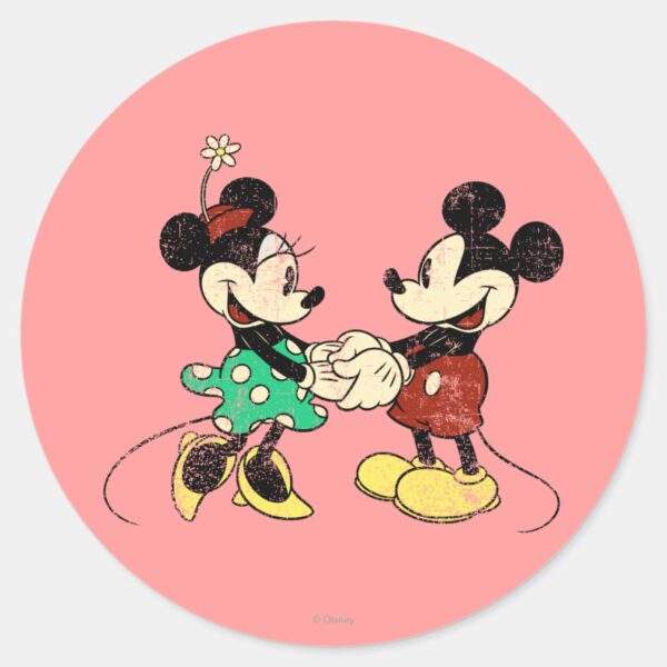Mickey Minnie Vintage Classic Round Sticker