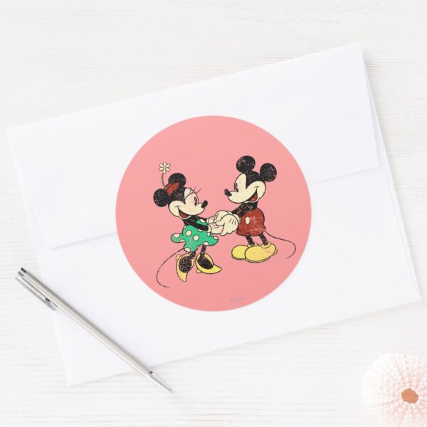 Mickey Minnie Vintage Classic Round Sticker