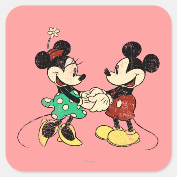 Mickey Minnie Vintage Square Sticker