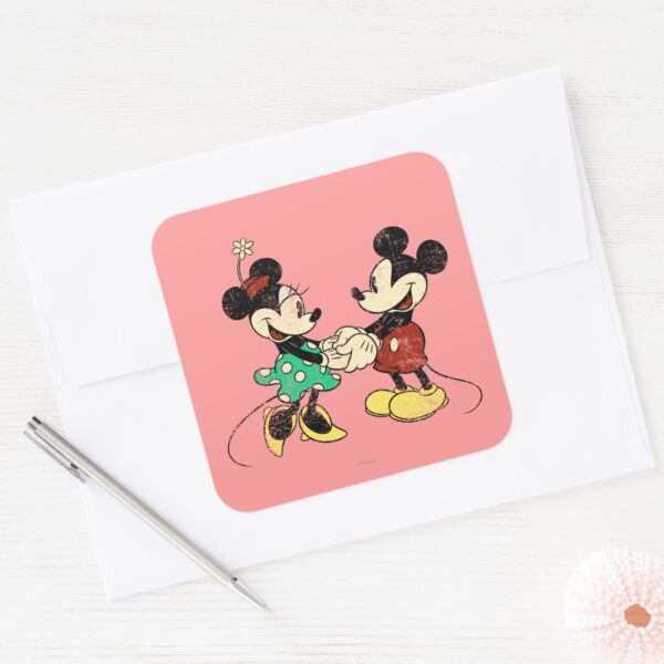 Mickey Minnie Vintage Square Sticker
