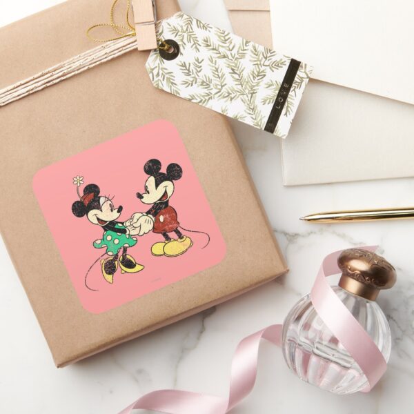 Mickey Minnie Vintage Square Sticker