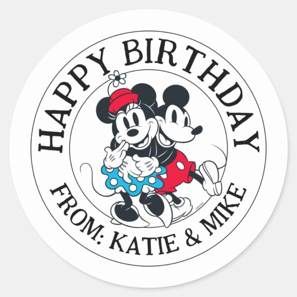 Mickey_&_Minnie___Winning_Couple___Happy_Birthday_Classic_Round_Sticker_1 Mickey Minnie Winning Couple Happy Birthday Classic Round Sticker