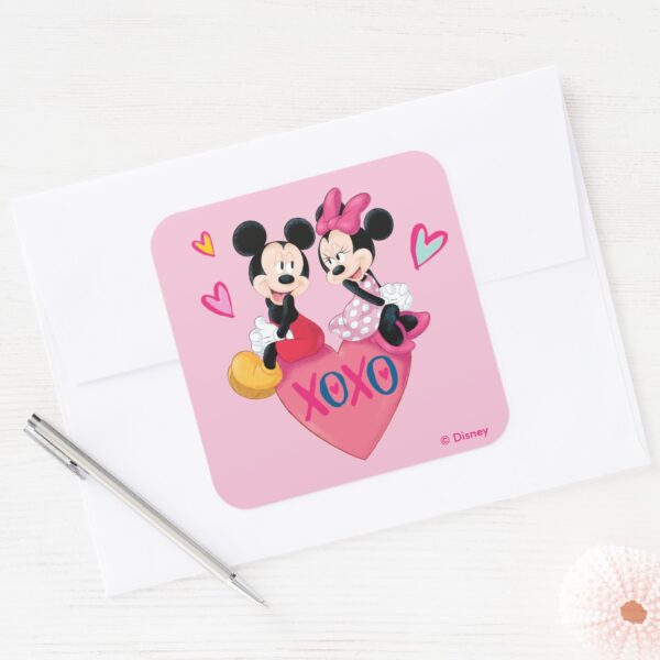 Mickey_&_Minnie___XOXO_Valentine_Square_Sticker_3 Mickey Minnie XOXO Valentine Square Sticker