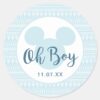 Mickey___Blue_Aztec_Baby_Shower_Classic_Round_Sticker_2 Mickey Blue Aztec Baby Shower Classic Round Sticker