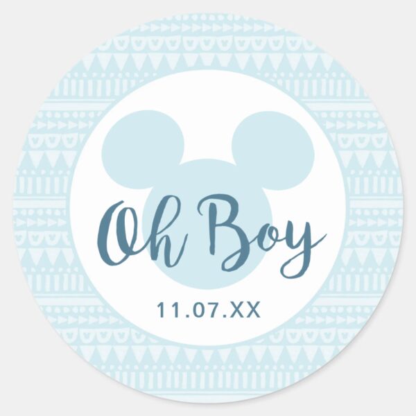 Mickey___Blue_Aztec_Baby_Shower_Classic_Round_Sticker_2 Mickey Blue Aztec Baby Shower Classic Round Sticker