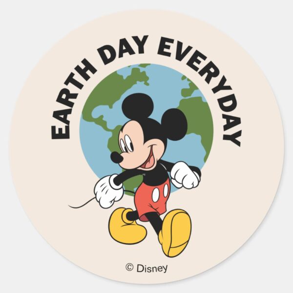 Mickey___Earth_Day_Everyday_Classic_Round_Sticker_1 Mickey Earth Day Everyday Classic Round Sticker