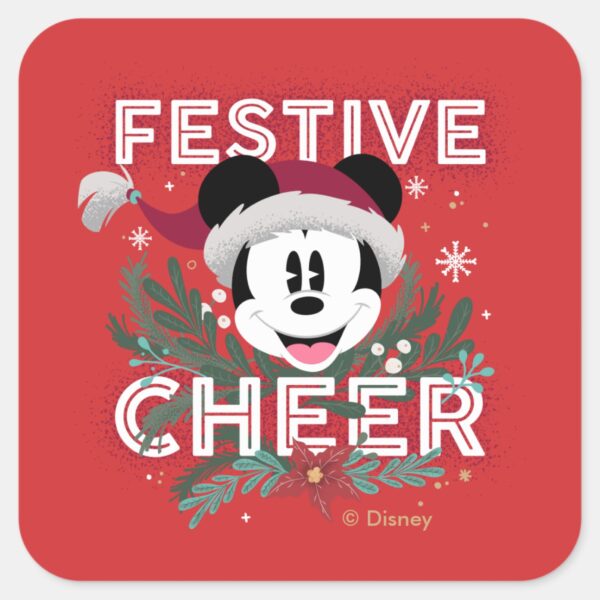 Mickey___Festive_Cheer_Square_Sticker_1 Mickey Festive Cheer Square Sticker