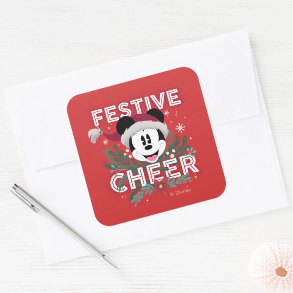 Mickey___Festive_Cheer_Square_Sticker_3 Mickey Festive Cheer Square Sticker
