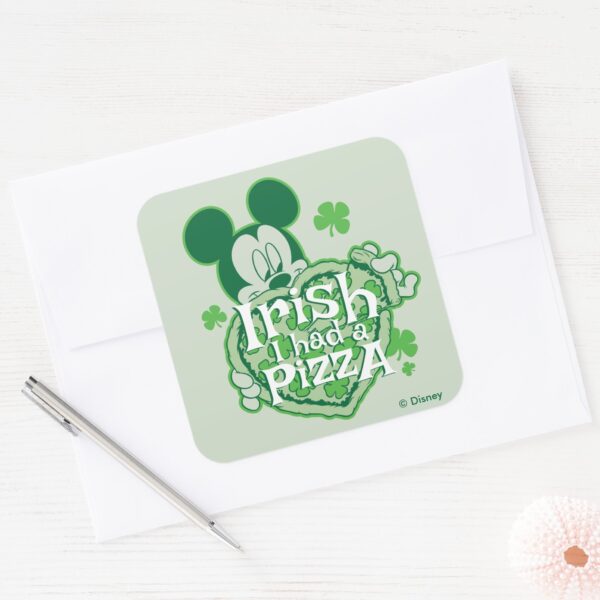 Mickey___Irish_I_had_a_Pizza_Square_Sticker_3 Mickey Irish I Had A Pizza Square Sticker