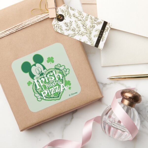 Mickey___Irish_I_had_a_Pizza_Square_Sticker_5 Mickey Irish I Had A Pizza Square Sticker