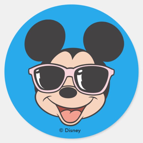 Mickey___Mickey_Smiling_Sunglasses_Classic_Round_Sticker_1 Mickey Mickey Smiling Sunglasses Classic Round Sticker