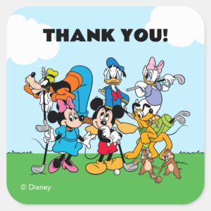 Mickey_and_Friends_Golf_Birthday_Thank_You_Square_Sticker_2 Mickey And Friends Golf Birthday Thank You Square Sticker