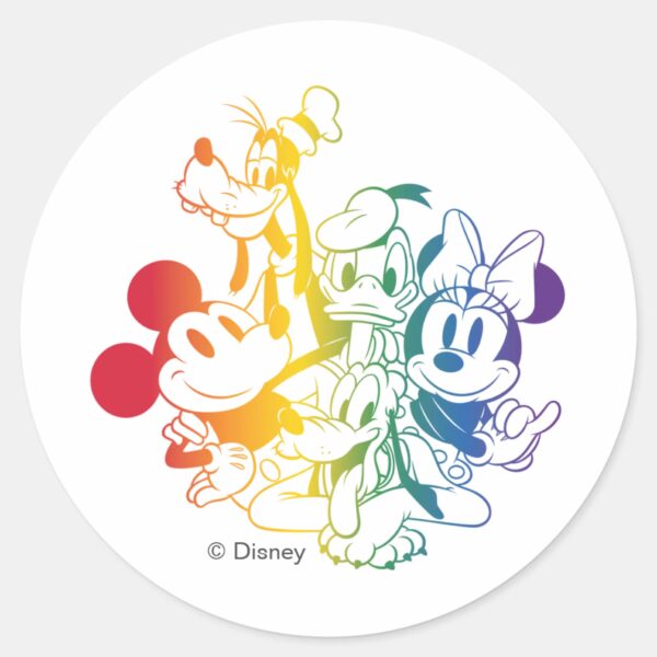Mickey_and_Friends_Happy_Rainbow_Classic_Round_Sticker_1 Mickey And Friends Happy Rainbow Classic Round Sticker