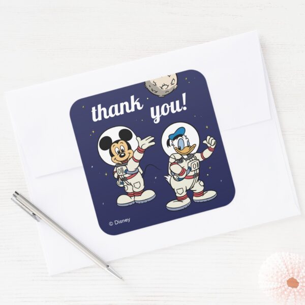 Mickey_and_Friends_Space_Birthday_Thank_You_Square_Sticker_4 Mickey And Friends Space Birthday Thank You Square Sticker